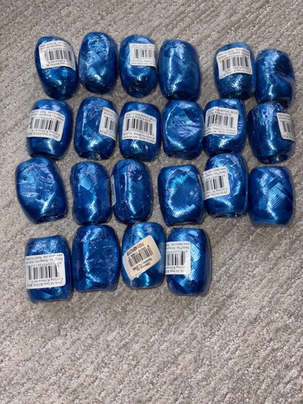 Blue Curling Ribbon Kegs - Lot of 22